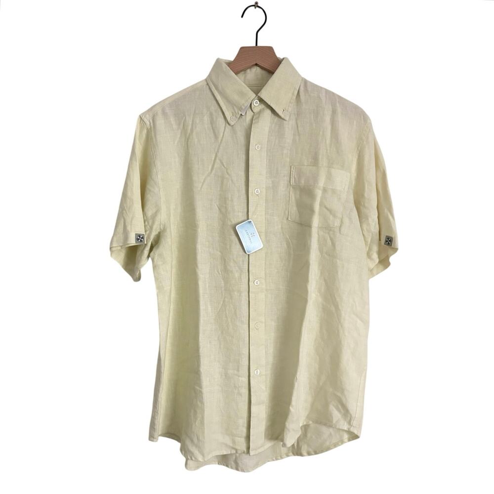 Castaway Nantucket 100% Linen Yellow Button Down Shirt Mens Size S NWT Preppy